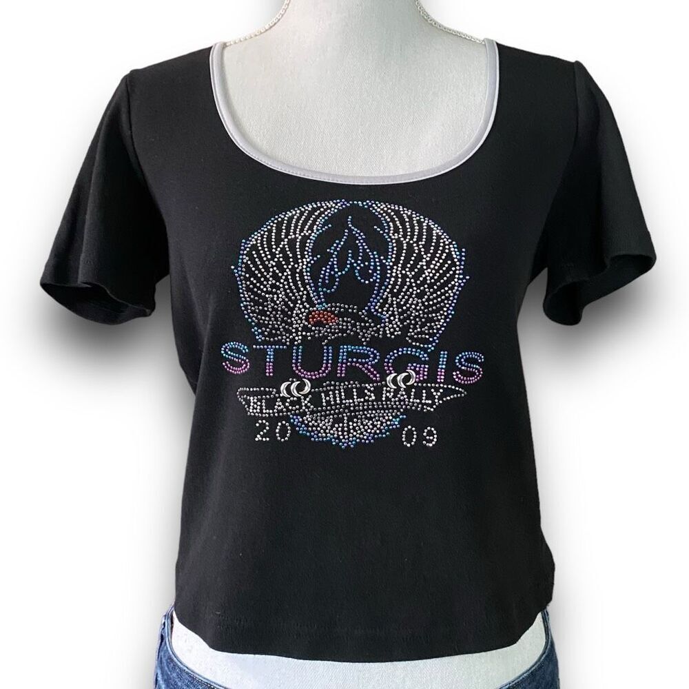 Biker Design Ladies Collection Sturgis Black Hills Rally 2009 Black T-Shirt Size
